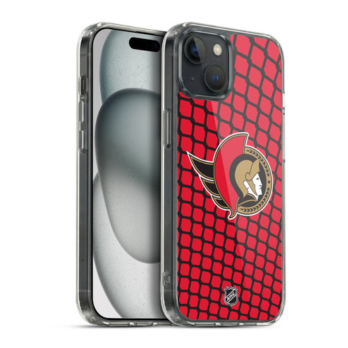 NHL Ottawa Senators Net Pattern Soft Gel Case for Apple iPhone 15 Plus & MagSafe