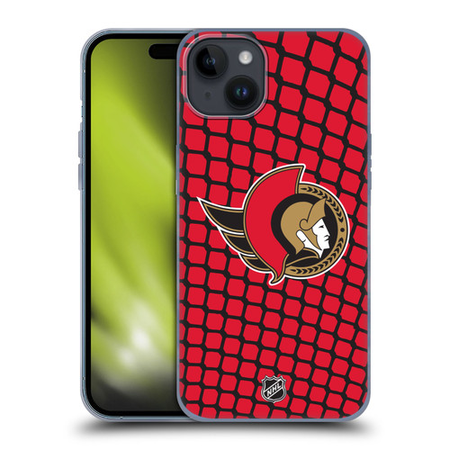 NHL Ottawa Senators Net Pattern Soft Gel Case for Apple iPhone 15 Plus
