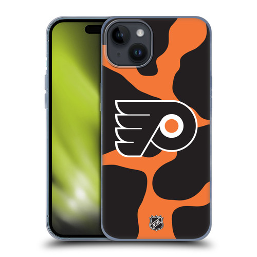 NHL Philadelphia Flyers Cow Pattern Soft Gel Case for Apple iPhone 15 Plus