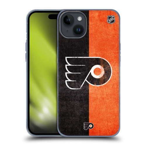 NHL Philadelphia Flyers Half Distressed Soft Gel Case for Apple iPhone 15 Plus