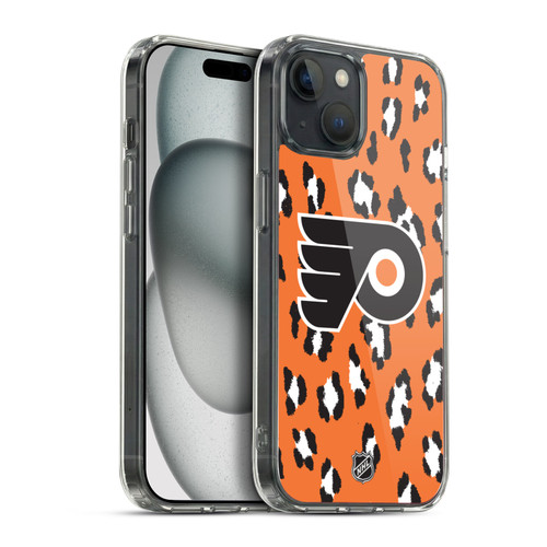 NHL Philadelphia Flyers Leopard Pattern Soft Gel Case for Apple iPhone 15 Plus & MagSafe
