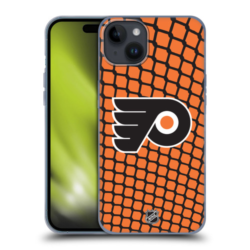 NHL Philadelphia Flyers Net Pattern Soft Gel Case for Apple iPhone 15 Plus