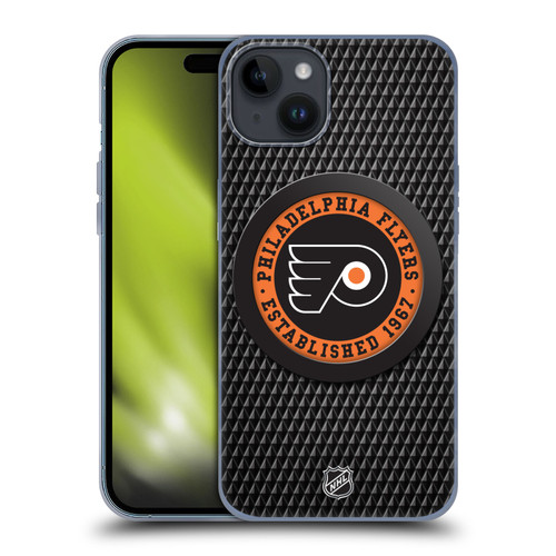 NHL Philadelphia Flyers Puck Texture Soft Gel Case for Apple iPhone 15 Plus