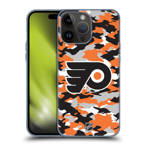 NHL Philadelphia Flyers Camouflage Soft Gel Case for Apple iPhone 15 Pro Max