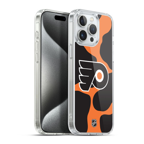 NHL Philadelphia Flyers Cow Pattern Soft Gel Case for Apple iPhone 15 Pro Max & MagSafe