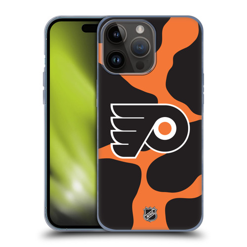NHL Philadelphia Flyers Cow Pattern Soft Gel Case for Apple iPhone 15 Pro Max
