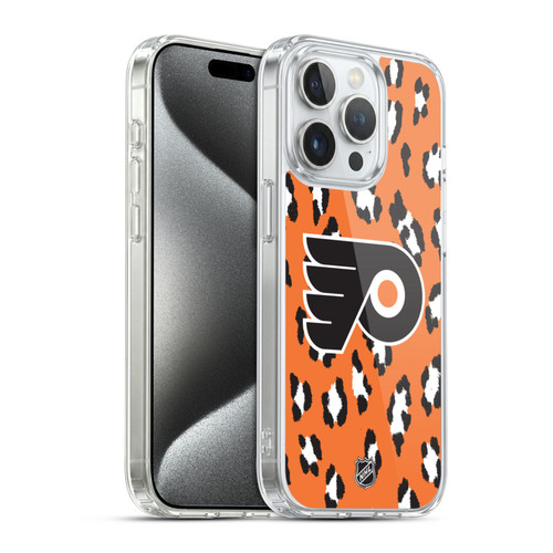 NHL Philadelphia Flyers Leopard Pattern Soft Gel Case for Apple iPhone 15 Pro & MagSafe