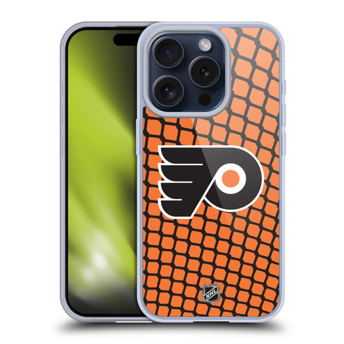 NHL Philadelphia Flyers Net Pattern Soft Gel Case for Apple iPhone 15 Pro