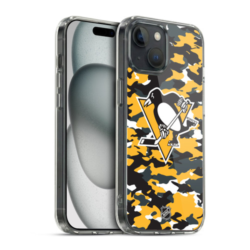 NHL Pittsburgh Penguins Camouflage Soft Gel Case for Apple iPhone 15 & MagSafe