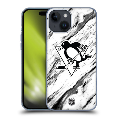 NHL Pittsburgh Penguins Marble Soft Gel Case for Apple iPhone 15