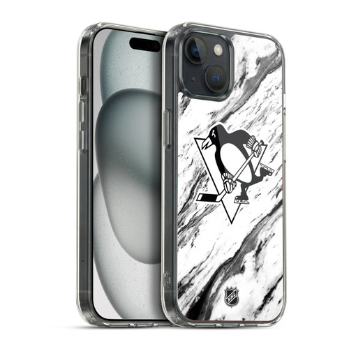 NHL Pittsburgh Penguins Marble Soft Gel Case for Apple iPhone 15 Plus & MagSafe