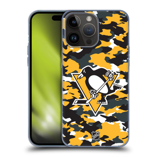 NHL Pittsburgh Penguins Camouflage Soft Gel Case for Apple iPhone 15 Pro Max