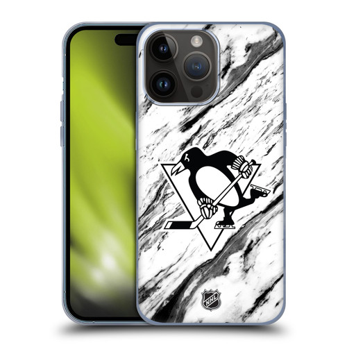NHL Pittsburgh Penguins Marble Soft Gel Case for Apple iPhone 15 Pro Max
