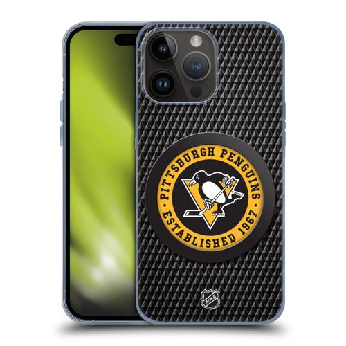 NHL Pittsburgh Penguins Puck Texture Soft Gel Case for Apple iPhone 15 Pro Max