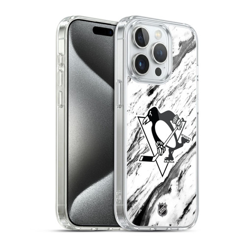 NHL Pittsburgh Penguins Marble Soft Gel Case for Apple iPhone 15 Pro & MagSafe