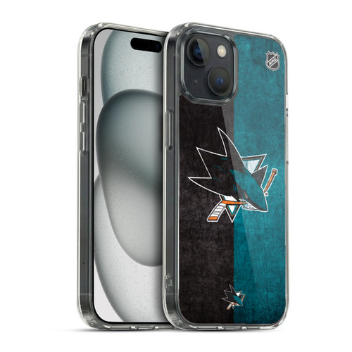 NHL San Jose Sharks Half Distressed Soft Gel Case for Apple iPhone 15