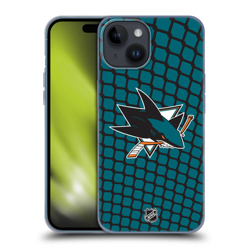 NHL San Jose Sharks Net Pattern Soft Gel Case for Apple iPhone 15