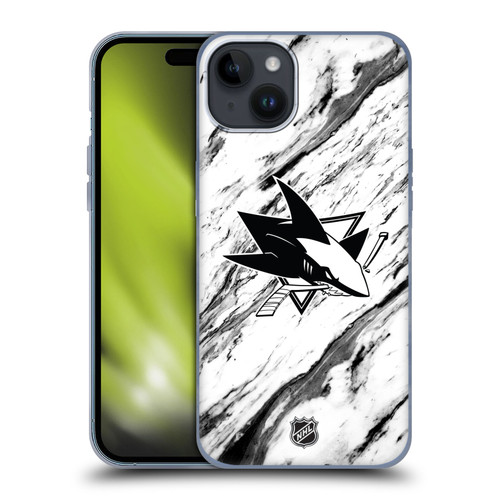 NHL San Jose Sharks Marble Soft Gel Case for Apple iPhone 15 Plus