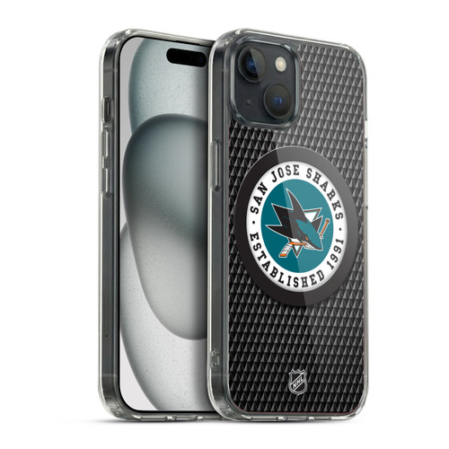 NHL San Jose Sharks Puck Texture Soft Gel Case for Apple iPhone 15 Plus