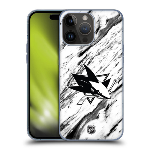NHL San Jose Sharks Marble Soft Gel Case for Apple iPhone 15 Pro Max