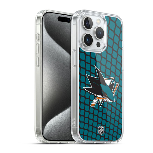 NHL San Jose Sharks Net Pattern Soft Gel Case for Apple iPhone 15 Pro