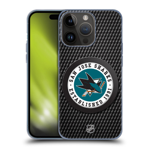 NHL San Jose Sharks Puck Texture Soft Gel Case for Apple iPhone 15 Pro