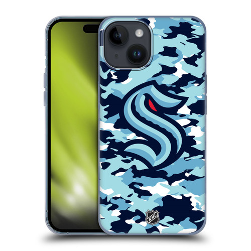 NHL Seattle Kraken Camouflage Soft Gel Case for Apple iPhone 15