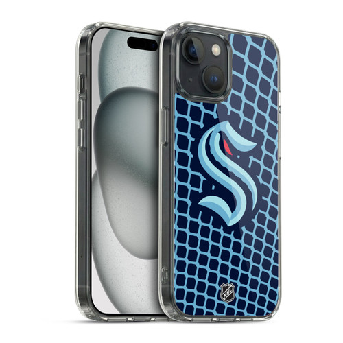 NHL Seattle Kraken Net Pattern Soft Gel Case for Apple iPhone 15