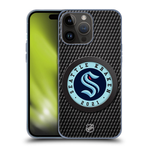 NHL Seattle Kraken Puck Texture Soft Gel Case for Apple iPhone 15 Pro Max