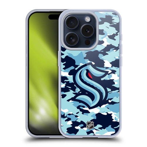 NHL Seattle Kraken Camouflage Soft Gel Case for Apple iPhone 15 Pro