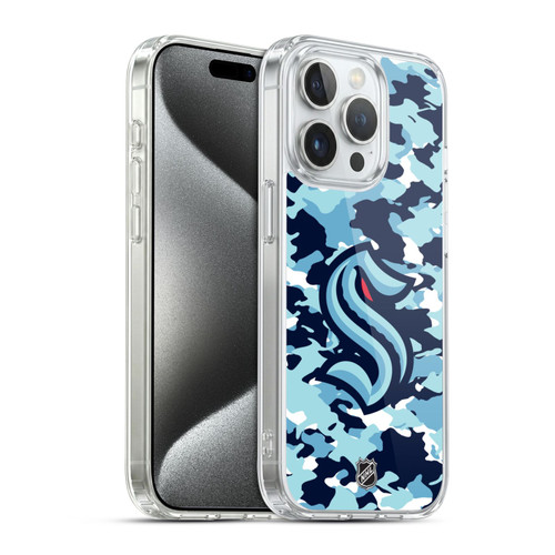 NHL Seattle Kraken Camouflage Soft Gel Case for Apple iPhone 15 Pro
