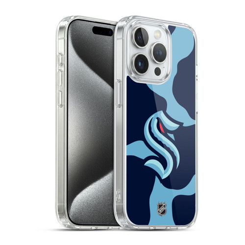 NHL Seattle Kraken Cow Pattern Soft Gel Case for Apple iPhone 15 Pro