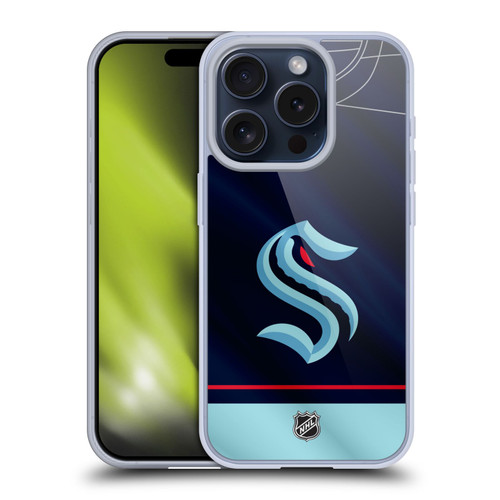 NHL Seattle Kraken Jersey Soft Gel Case for Apple iPhone 15 Pro