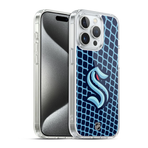 NHL Seattle Kraken Net Pattern Soft Gel Case for Apple iPhone 15 Pro