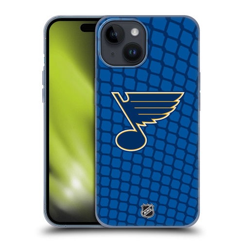 NHL St Louis Blues Net Pattern Soft Gel Case for Apple iPhone 15