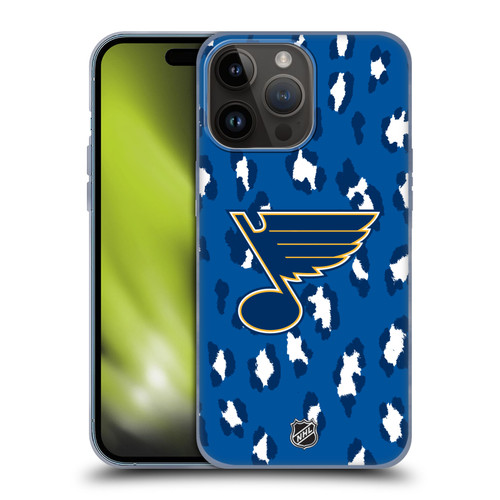 NHL St Louis Blues Leopard Pattern Soft Gel Case for Apple iPhone 15 Pro Max & MagSafe