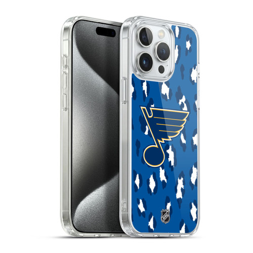NHL St Louis Blues Leopard Pattern Soft Gel Case for Apple iPhone 15 Pro Max & MagSafe