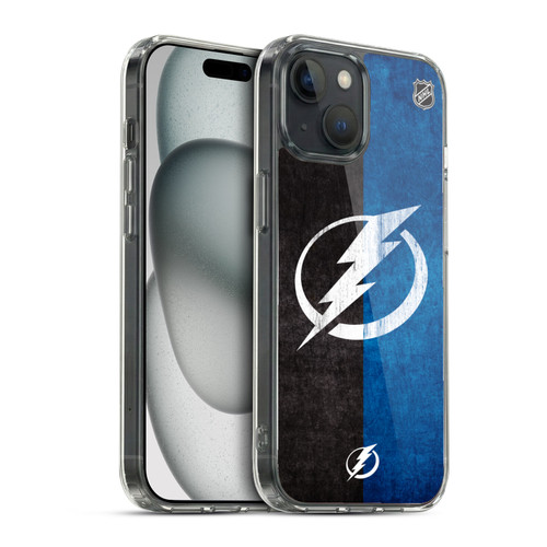 NHL Tampa Bay Lightning Half Distressed Soft Gel Case for Apple iPhone 15