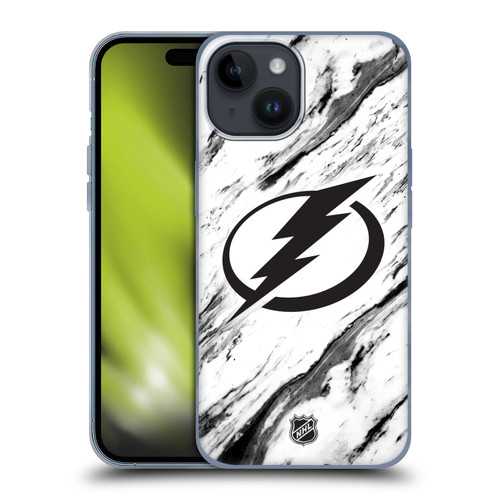 NHL Tampa Bay Lightning Marble Soft Gel Case for Apple iPhone 15