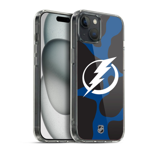 NHL Tampa Bay Lightning Cow Pattern Soft Gel Case for Apple iPhone 15 Plus