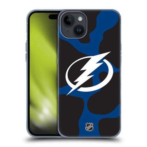 NHL Tampa Bay Lightning Cow Pattern Soft Gel Case for Apple iPhone 15 Plus