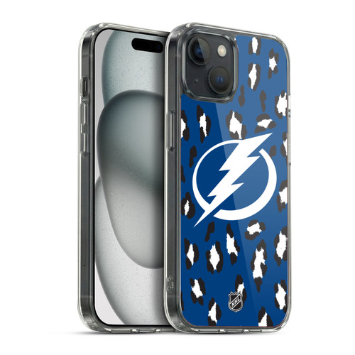 NHL Tampa Bay Lightning Leopard Pattern Soft Gel Case for Apple iPhone 15 Plus