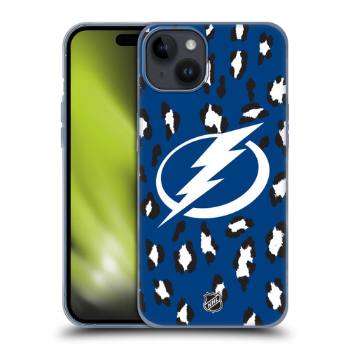 NHL Tampa Bay Lightning Leopard Patten Soft Gel Case for Apple iPhone 15 Plus