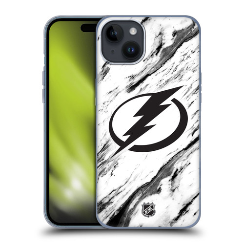 NHL Tampa Bay Lightning Marble Soft Gel Case for Apple iPhone 15 Plus
