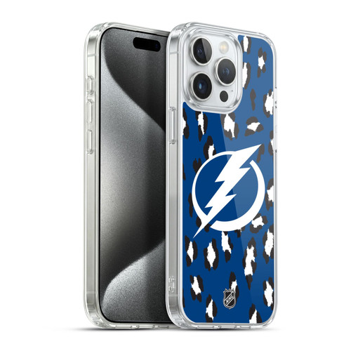 NHL Tampa Bay Lightning Leopard Pattern Soft Gel Case for Apple iPhone 15 Pro Max
