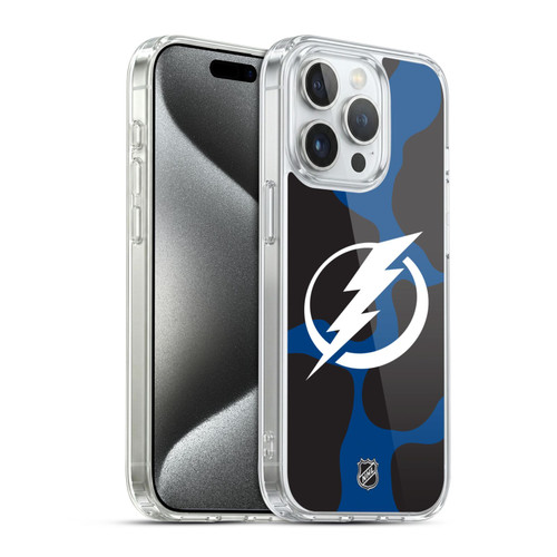 NHL Tampa Bay Lightning Cow Pattern Soft Gel Case for Apple iPhone 15 Pro