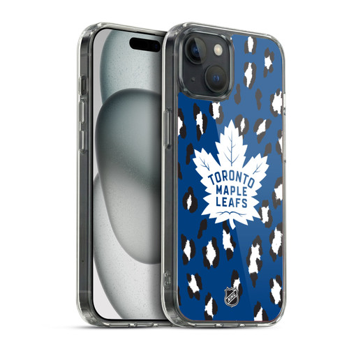 NHL Toronto Maple Leafs Leopard Pattern Soft Gel Case for Apple iPhone 15 Plus & MagSafe