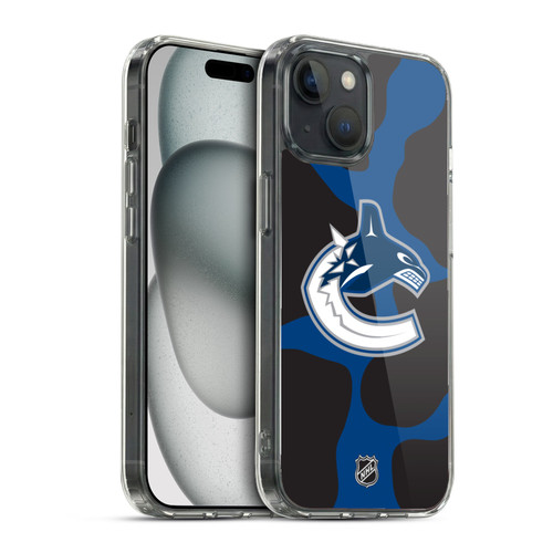 NHL Vancouver Canucks Cow Pattern Soft Gel Case for Apple iPhone 15 & MagSafe
