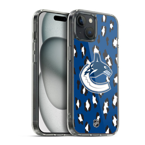 NHL Vancouver Canucks Leopard Pattern Soft Gel Case for Apple iPhone 15 Plus & MagSafe
