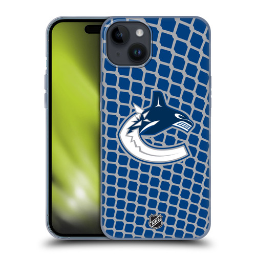 NHL Vancouver Canucks Net Pattern Soft Gel Case for Apple iPhone 15 Plus